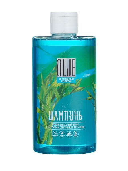 OLJE Натуральный шампунь против выпадения волос с экстрактом концентрата спирулины и кератина 450 мл в Иркутске