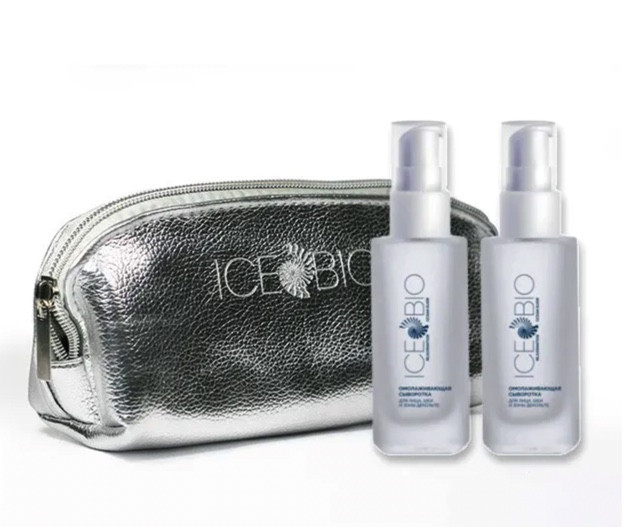 ICE BIO. Набор Сыворотка  2 шт омолаживающая для лица, шеи и зоны декольте 30мл, в косметичке в Иркутске